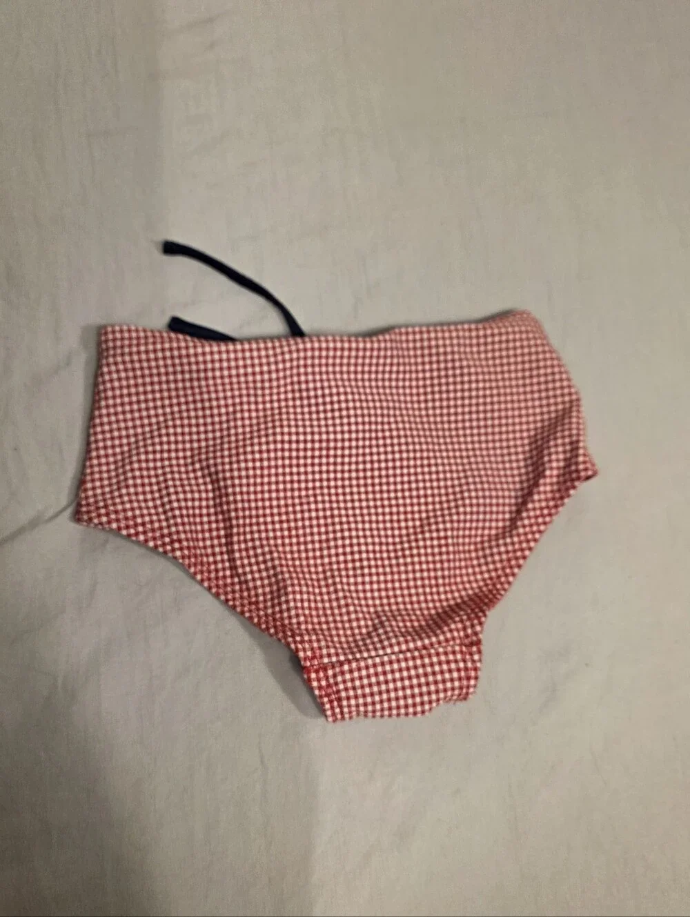 Tommy Hilfiger Red Gingham Kids Swim Bottoms with Navy Drawstring